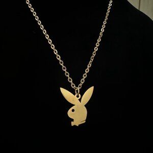 Playboy Bunny Necklace - Gold Plated - 22" Chain - Unisex - Dainty Necklace